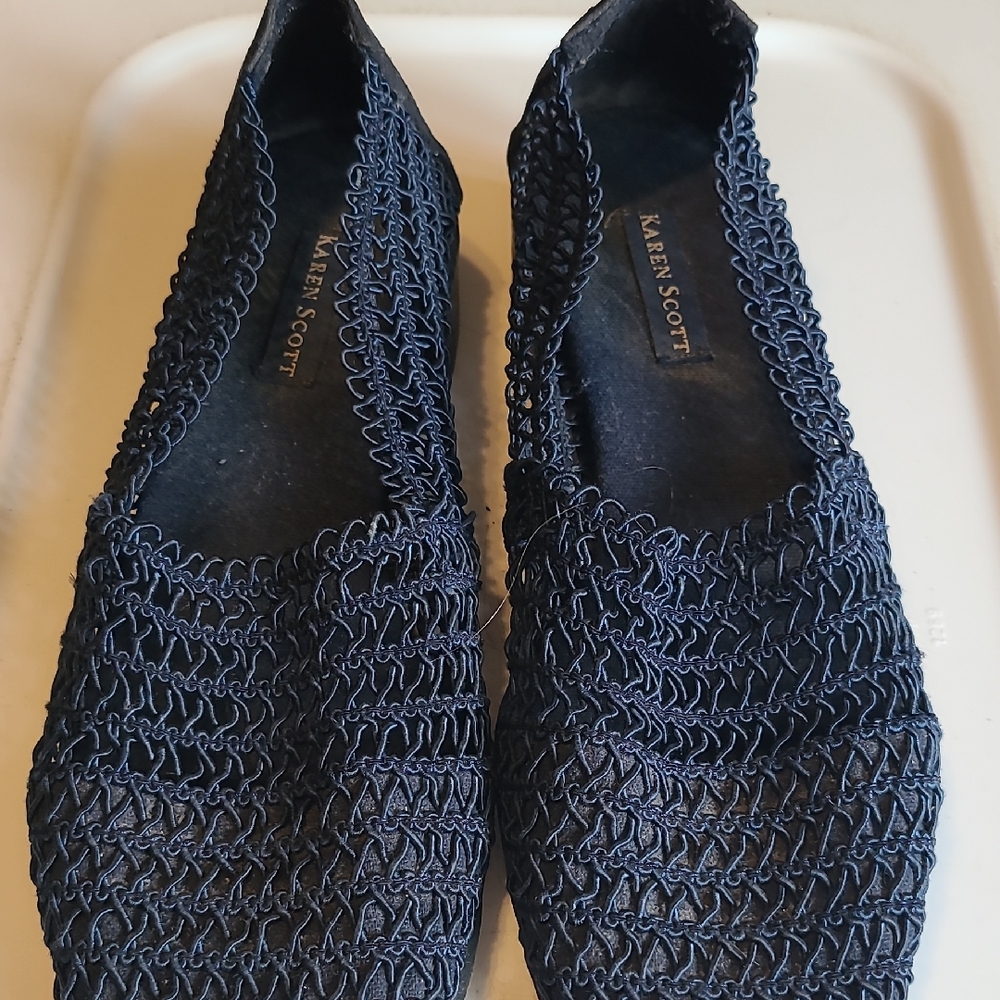 Karen Scott Navy Woven Knit Slip-On Flats